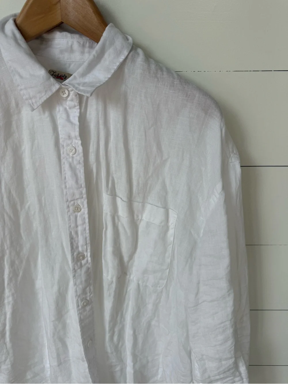 Faherty Laguna Relaxed Fit White Linen Button Up sz Medium - Picture 4 of 11